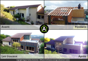 Avant - après surélévation bois et extension maison